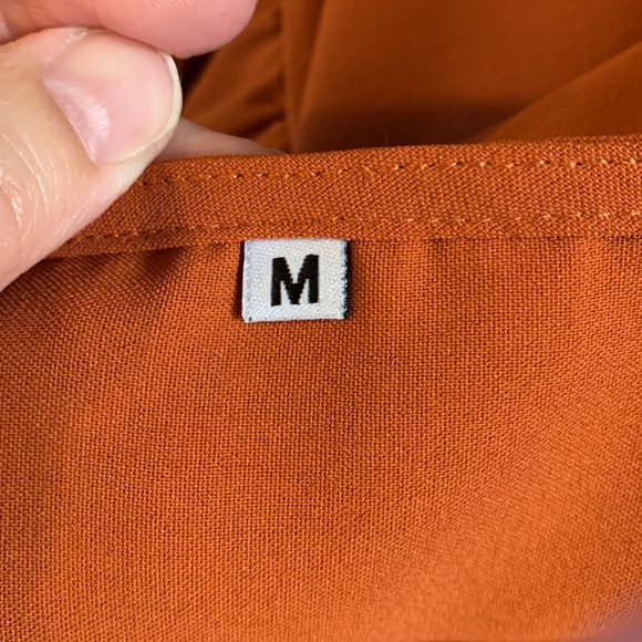 Tunic Dress V Neck Casual Loose Flowy Swing Shift Dresses Orange Caramel - Picture 10 of 12